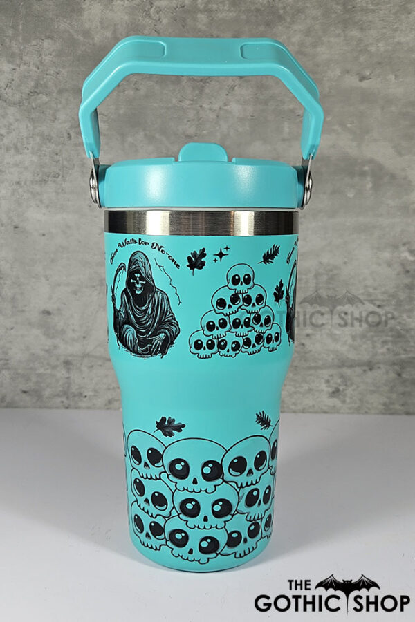 Time Waits for No-one Grim Reaper 20oz Gothic Turquoise Travel Tumbler