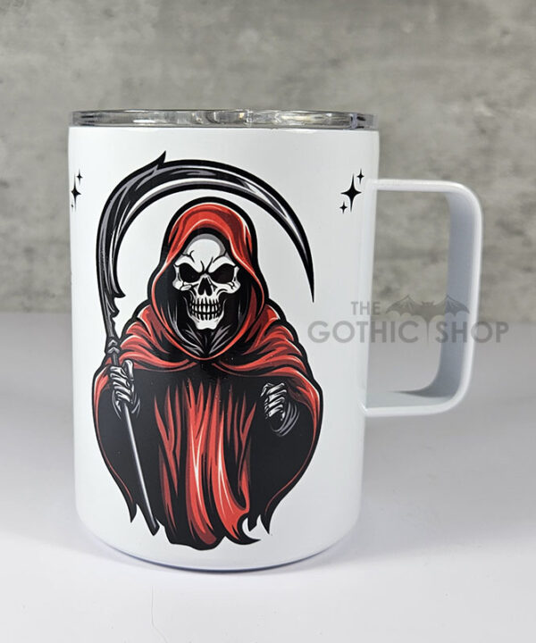 Red Grim Reaper 12oz Gothic Mug with Lid