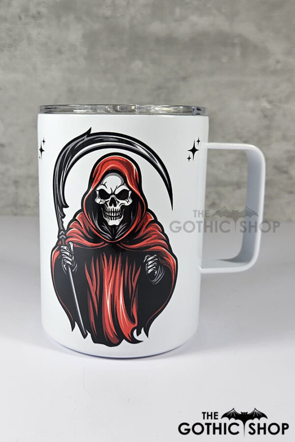 Red Grim Reaper 12oz Gothic Mug with Lid