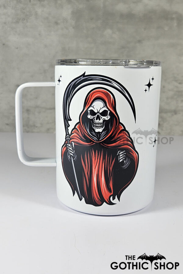 Red Grim Reaper 12oz Gothic Mug with Lid