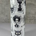 Gothic Sketches Purple Halloween 3D Sticker Effect 20oz Straight Tumbler