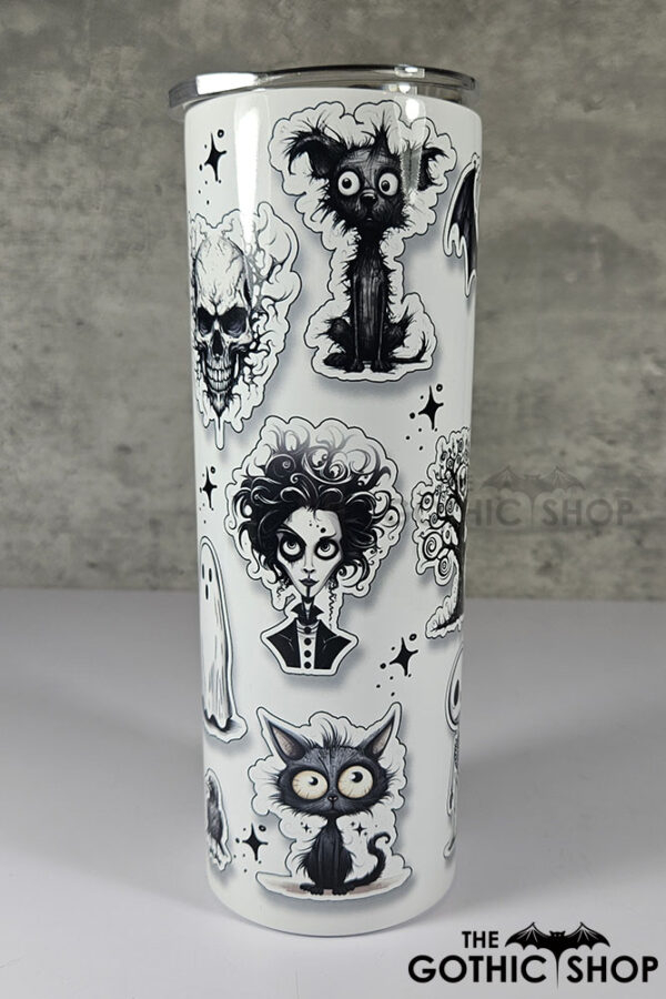 Gothic Sketches Purple Halloween 3D Sticker Effect 20oz Straight Tumbler
