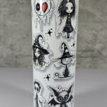 Gothic Sketches Purple Halloween 3D Sticker Effect 20oz Straight Tumbler