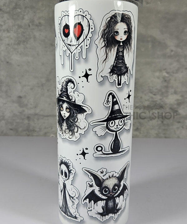 Gothic Sketches Purple Halloween 3D Sticker Effect 20oz Straight Tumbler