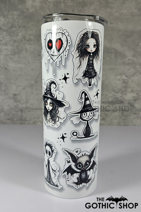 Gothic Sketches Purple Halloween 3D Sticker Effect 20oz Straight Tumbler