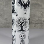 Gothic Sketches Purple Halloween 3D Sticker Effect 20oz Straight Tumbler