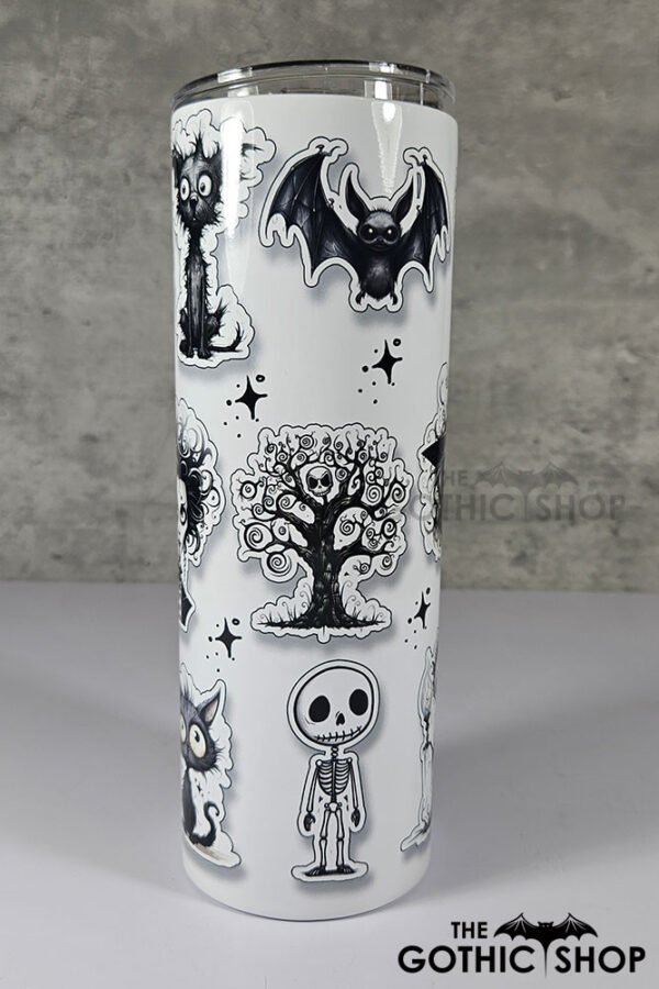 Gothic Sketches Purple Halloween 3D Sticker Effect 20oz Straight Tumbler