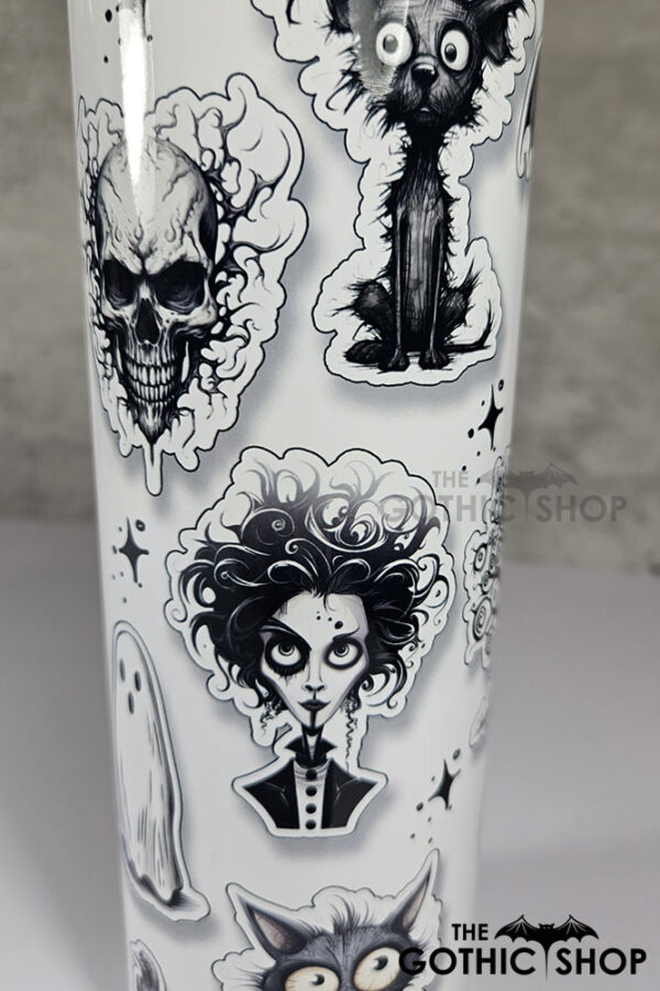 Gothic Sketches Purple Halloween 3D Sticker Effect 20oz Straight Tumbler