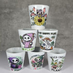 Love Plants Green Grim Reaper, Skeleton and bat Gothic Halloween Small Plant Pots