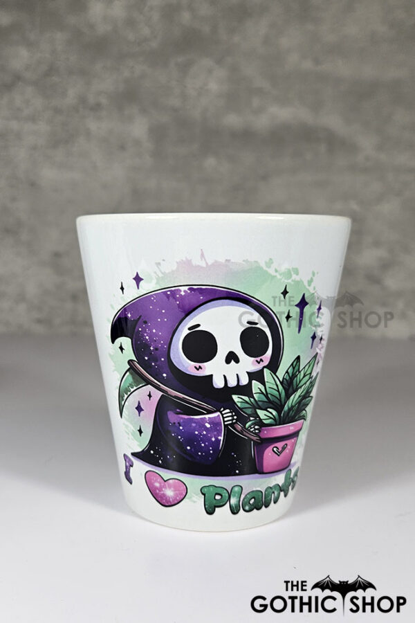 Love Plants Purple Grim Reaper Gothic Halloween Small Plant Pot
