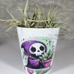 Love Plants Purple Grim Reaper Gothic Halloween Small Plant Pot