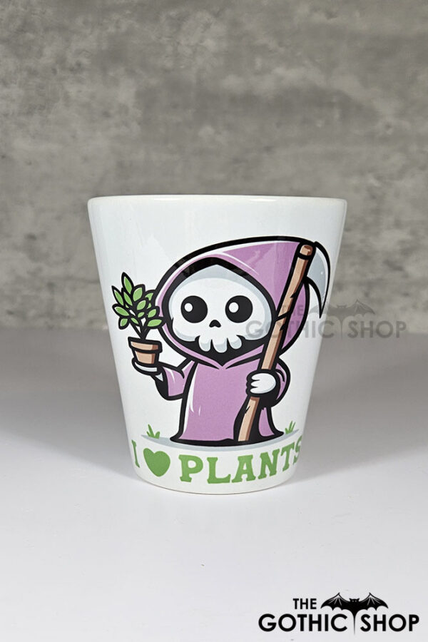 Love Plants Light Purple Grim Reaper Gothic Halloween Small Plant Pot