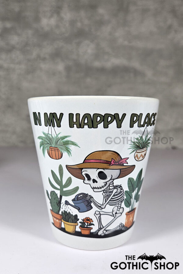 In My Happy Place Skeleton Gothic Halloween Small Plant Pot