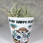 In My Happy Place Skeleton Gothic Halloween Small Plant Pot