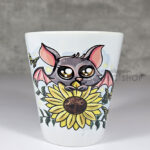 Sunflower Bat Gothic Halloween Small Plant Pot