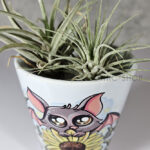 Sunflower Bat Gothic Halloween Small Plant Pot