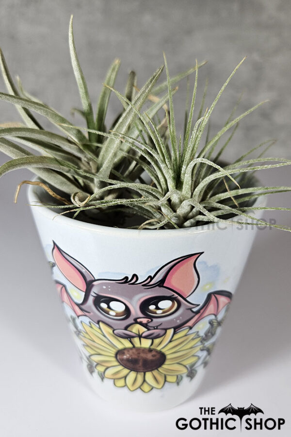 Sunflower Bat Gothic Halloween Small Plant Pot