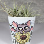 Sunflower Bat Gothic Halloween Small Plant Pot