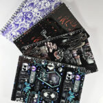 black cat red eyes book of spells witchy a5 notebook journal