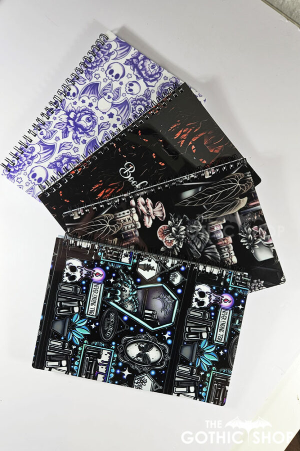 black cat red eyes book of spells witchy a5 notebook journal