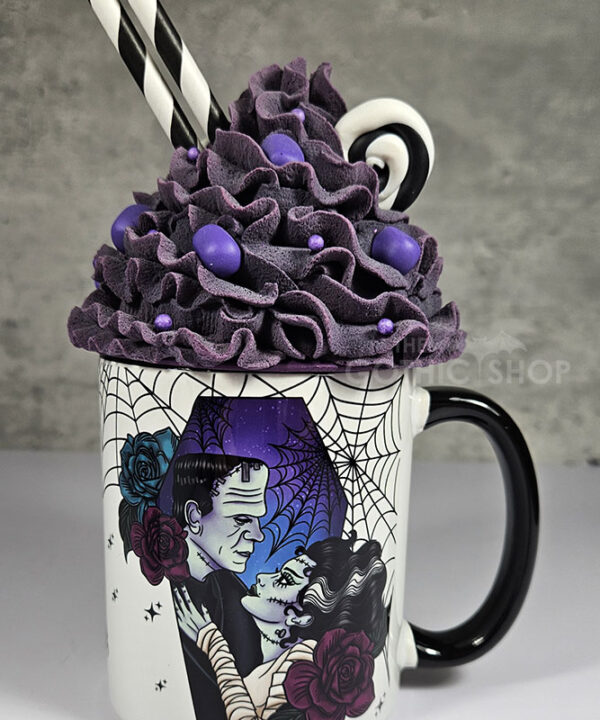 Frankenstein's Monster & Bride Purple Coffin & Roses Gothic Mug Gift
