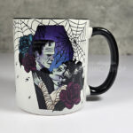 Frankenstein's Monster & Bride Purple Coffin & Roses Gothic Mug Gift