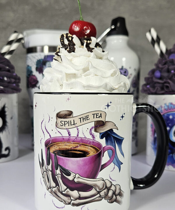 Spill the Tea Skeleton Hand Gothic Mug Gift