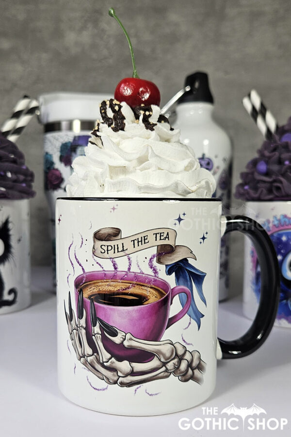 Spill the Tea Skeleton Hand Gothic Mug Gift
