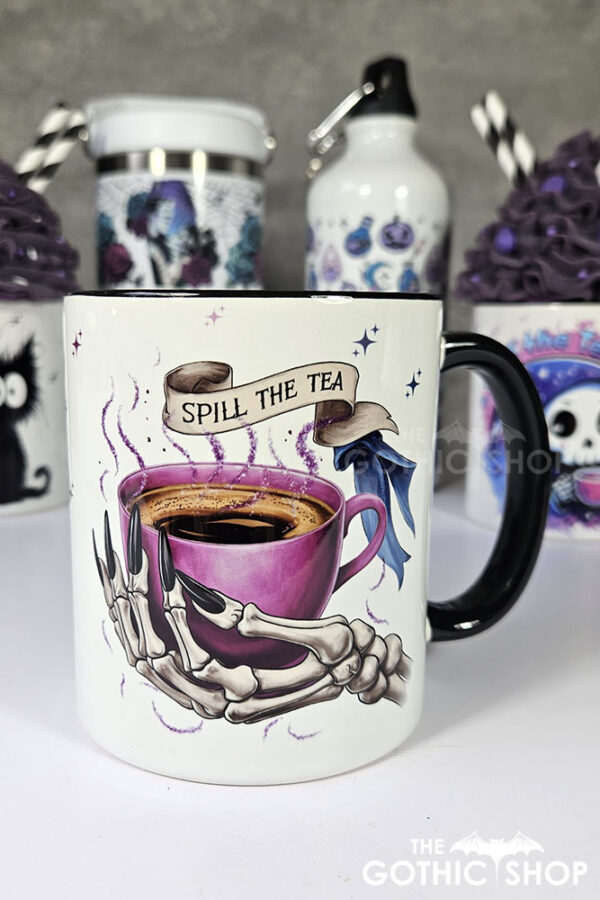Spill the Tea Skeleton Hand Gothic Mug Gift