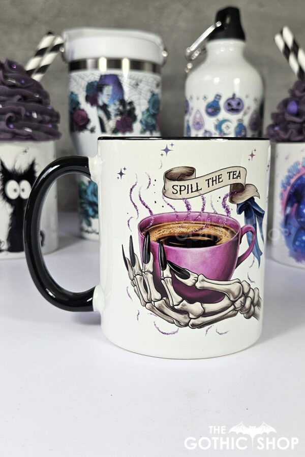 Spill the Tea Skeleton Hand Gothic Mug Gift