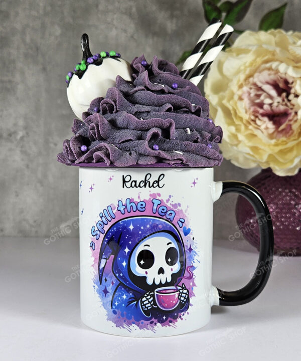 spill the tea grim reaper gothic mug gift with option to personalise