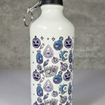 Purple Pumpkins & Ghosties 600ml Screw Lid Metal Sports Water Bottle
