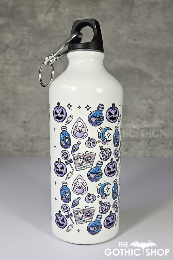 Purple Pumpkins & Ghosties 600ml Screw Lid Metal Sports Water Bottle