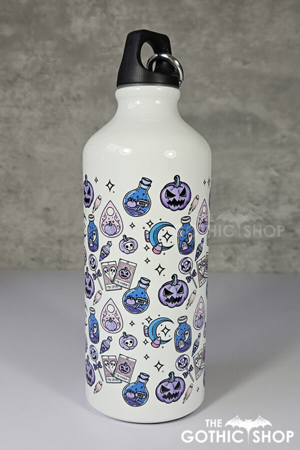 Purple Pumpkins & Ghosties 600ml Screw Lid Metal Sports Water Bottle