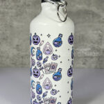Purple Pumpkins & Ghosties 600ml Screw Lid Metal Sports Water Bottle