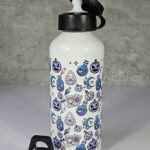 Purple Pumpkins & Ghosties 600ml Screw Lid Metal Sports Water Bottle