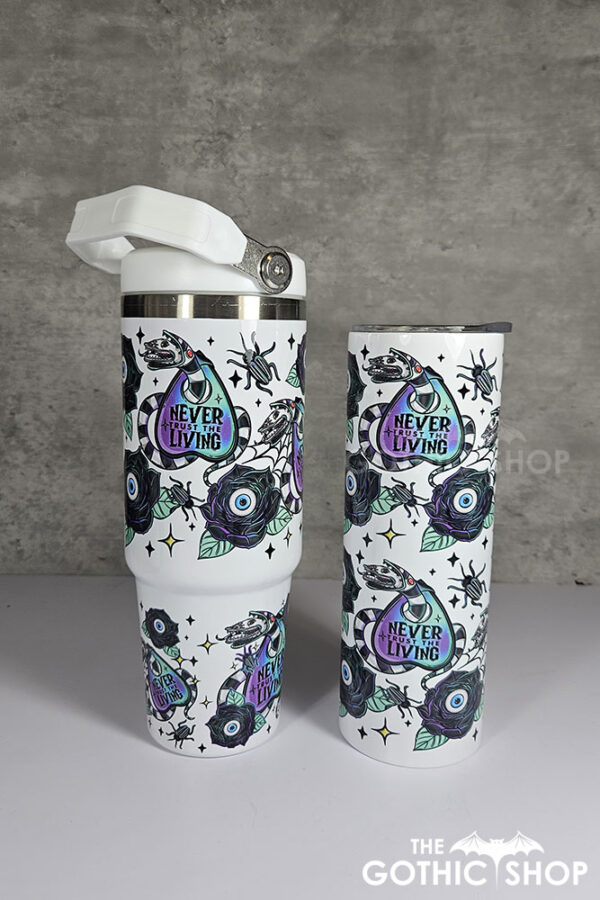 Never Trust The Living Sandworm & Planchette 30oz Travel Tumbler and 20oz straight tumbler