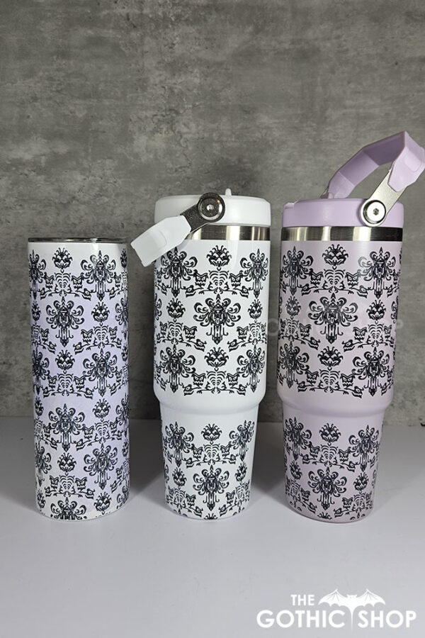 Haunted Mansion Wallpaper Print 30oz Travel Tumblers and 20oz straight tumbler