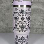 Haunted Mansion Wallpaper Print Purple 30oz Travel Tumbler
