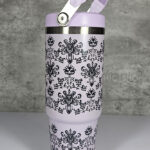 Haunted Mansion Wallpaper Print Purple 30oz Travel Tumbler