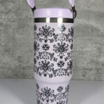 Haunted Mansion Wallpaper Print Purple 30oz Travel Tumbler