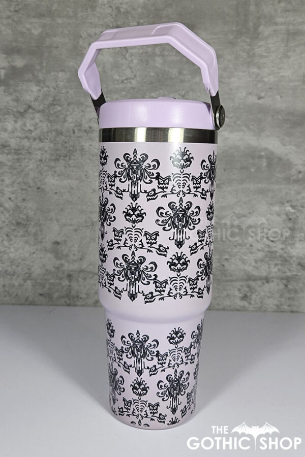 Haunted Mansion Wallpaper Print Purple 30oz Travel Tumbler