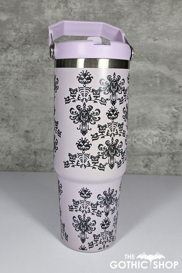 Haunted Mansion Wallpaper Print Purple 30oz Travel Tumbler
