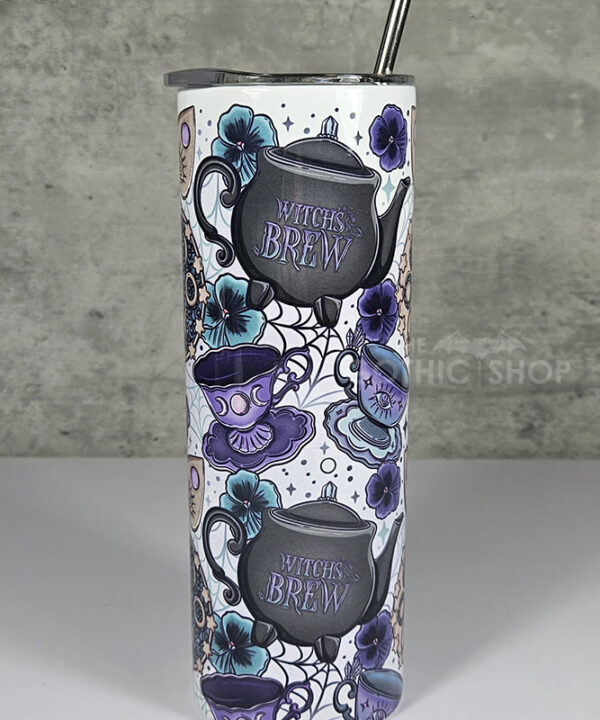 Witch's Brew PoisonBerry Pie Tea Party White Witchy 20oz Straight Tumbler