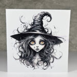 Witchy Girl Sketch Gothic Greetings Card
