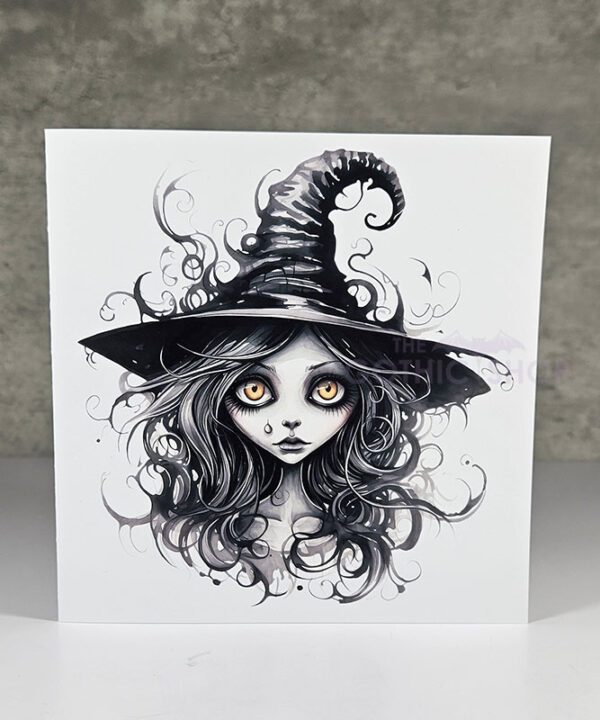 Witchy Girl Sketch Gothic Greetings Card