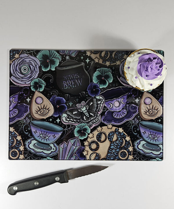 Witch's Brew PoisonBerry Pie Tea Party Witchy Gothic Glass Chopping Board
