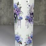 skull with pink & purple roses gothic print 20oz straight tumbler