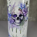 skull with pink & purple roses gothic print 20oz straight tumbler