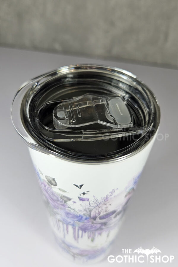 skull with pink & purple roses gothic print 20oz straight tumbler